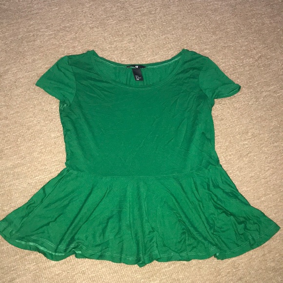 green peplum top